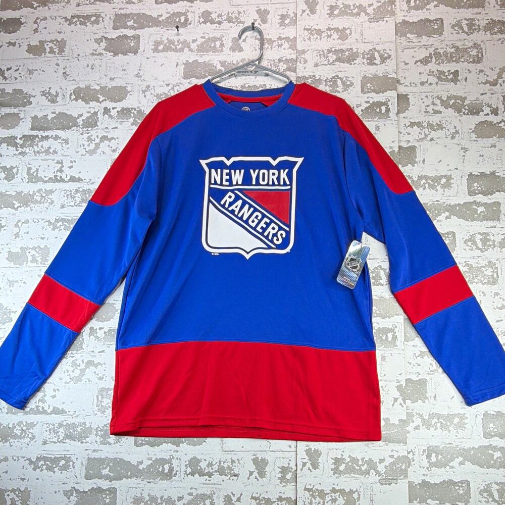 New York Rangers NHL Officially Licensed Blue/Red Long Sleeve Shirt Size L